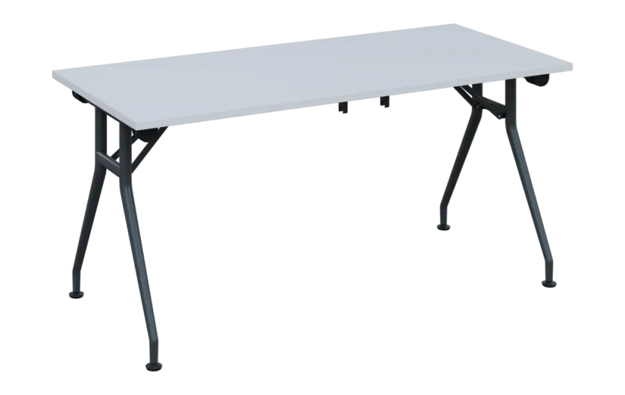 SLV 160 lak skládací jednací stůl 1600x700x750 mm, deska 25 mm, podnož černý lak, deska bílá
